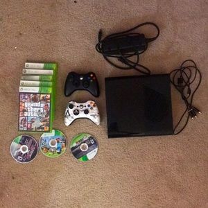 Xbox 360 console, controllers, and game bundle